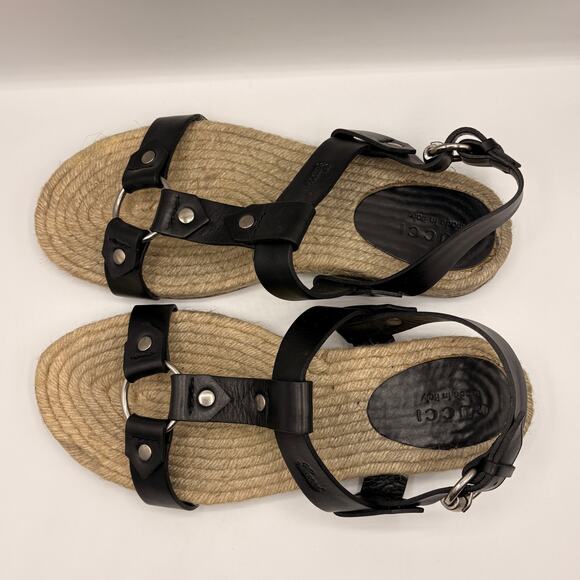 GUCCI Leather O-Ring Fisherman Espadrille Sandal Black Sz 10.5 $995 main image 7